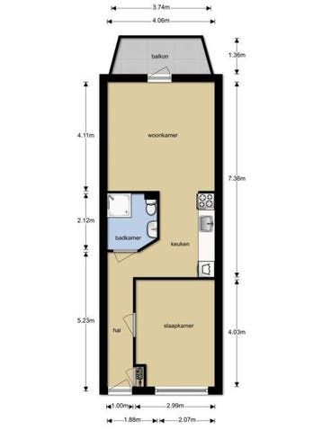Te Huur 2 Kamer Appartement Bergerweg In Alkmaar, Huizen en Kamers, Huizen te huur, Alkmaar, Direct bij eigenaar, Noord-Holland