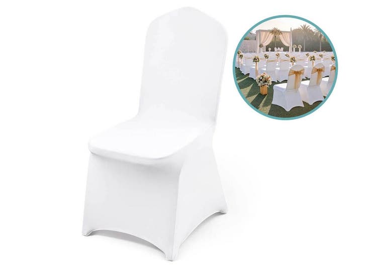 4 Spandex stoelhoezen  - Wit, Huis en Inrichting, Stoelen, Nieuw, Verzenden