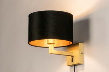 Rietveld Wandlampen - Zwart, Goud - Stof, Metaal, Verzenden, Nieuw