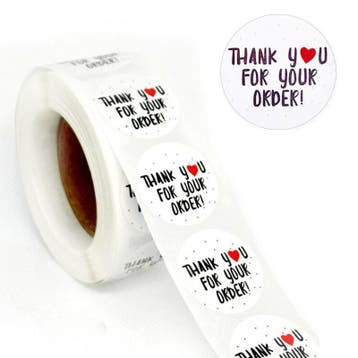 1 rol 500 stickers Wensetiket zegel rond 25mm Thank You F..., Ophalen of Verzenden, Nieuw