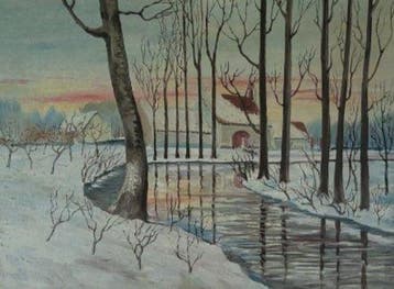 Europese school (XIX-XX) - Flemish winter landscape with a