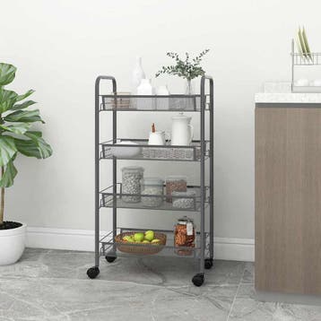 vidaXL Keukentrolley 4-laags 46x26x85 cm ijzer grijs, Verzenden, Nieuw