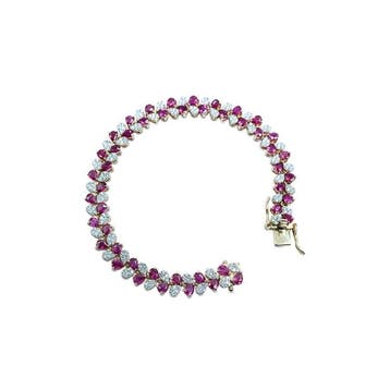 Armband - 14 karaat Geel goud - 8.28ct. tw. Robijn - Diamant, Nieuw