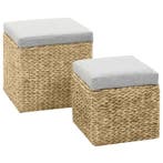 Hocker zeegras grijs | retourdeal 46% korting, Minder dan 50 cm, Rustiek, Vierkant, Nieuw