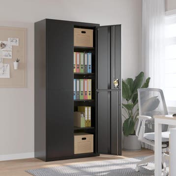 vidaXL Archiefkast 90x40x200 cm staal zwart, Verzenden, Nieuw