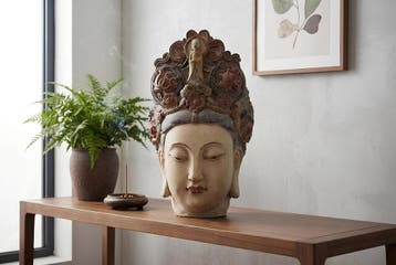 Decoratief beeldje BOEDDHAHOOFD 45 cm handgemaakt, Ophalen of Verzenden, Nieuw