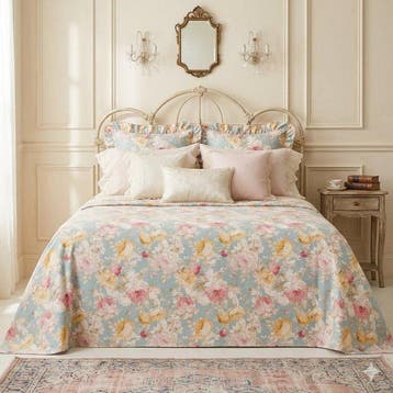 BA167 - Bloemen Sprei - met Orlati-randen – Acquerello