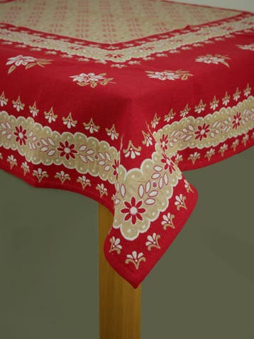 Tafelkleed Flower 140 x 140 cm - NIEUW retro vintage rood, Ophalen of Verzenden, Nieuw, Vierkant, Binnen