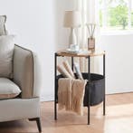 [en.casa] Bijzettafel Suonenjoki 59x47cm zwart en walnootkle, Huis en Inrichting, Tafels | Bijzettafels, Verzenden, Nieuw