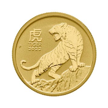 Gouden Lunar munt Year of the Tiger 2022 1/2 troy ounce, Verzenden