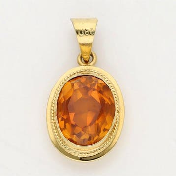 Hanger - 14 karaat Geel goud Padparacha saffier
