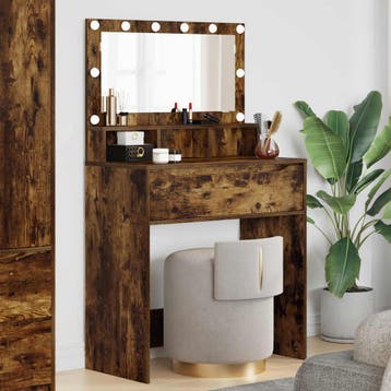 vidaXL Slaapkamer Kaptafels Gerookt eiken 80 x 39,6 x 135 cm, Verzenden, Nieuw