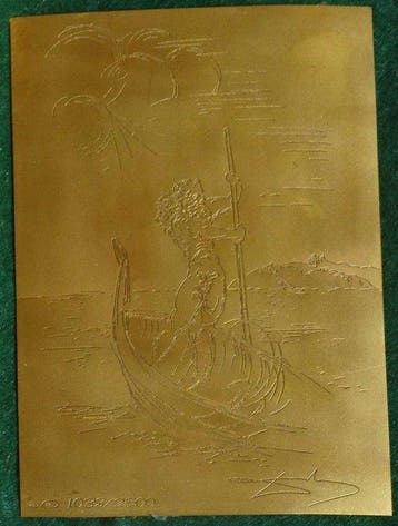 Salvador Dali (1904-1989) - Reliëf, Lucha, 24k gold finished