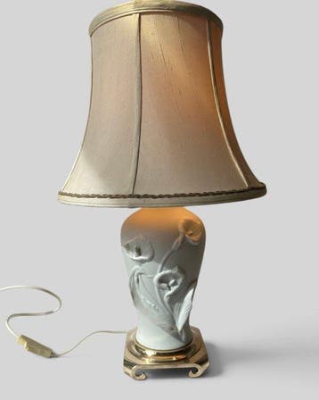Crescent MFG - Tafellamp - Porselein, Brass - bloemmotief
