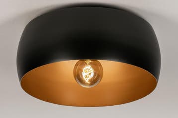Rietveld Plafondlampen - Zwart, Goud - Metaal, Verzenden, Nieuw