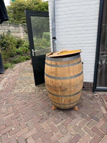 Eikenhouten wijnvat 300L -regenton - bloembak, Tuin en Terras, Met kraantje, 150 liter of meer, Nieuw, Ophalen of Verzenden