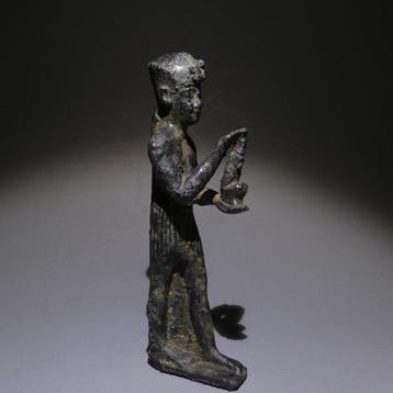 Oud-Egyptisch Brons Farao die een figuurgodin Maat