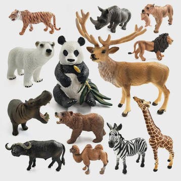 Set Dierenfiguren: Panda, Hert, Nijlpaard, Neushoorn, IJsbee, Verzenden, Nieuw