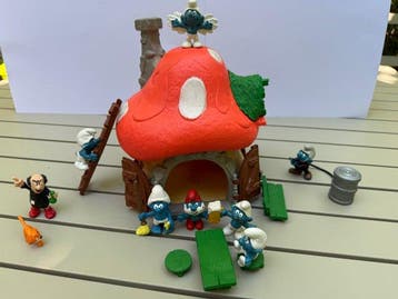 Schleich - Figuur - Smurfen huis met poster (10) - Plastic