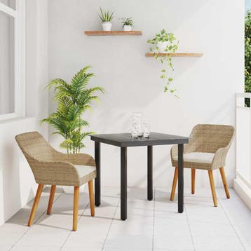 vidaXL Tuin eettafelset 3 st Beige poly rattan, Verzenden, Nieuw, Rotan, 3 zitplaatsen