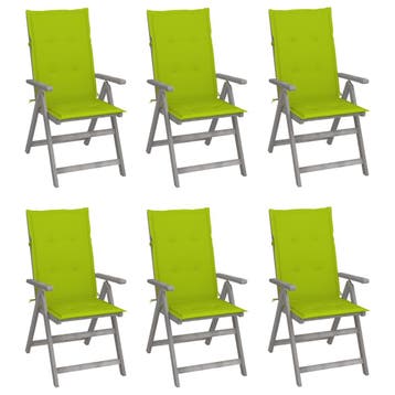 vidaXL Tuinstoelen 6 st verstelbaar met kussens massief, Tuin en Terras, Verzenden, Nieuw, Hout