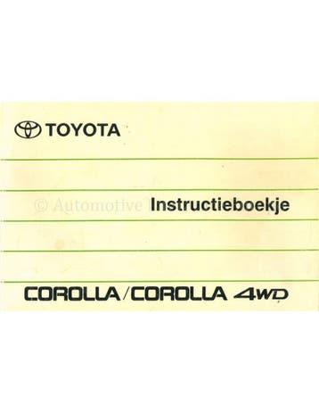 1990 TOYOTA COROLLA | COROLLA 4WD INSTRUCTIEBOEKJE, Auto diversen