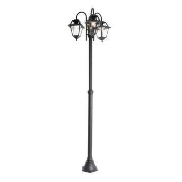 Klassieke buiten lantaarn zwart 235 cm 3-lichts IP44 - Berta, Verzenden, Nieuw, Aluminium