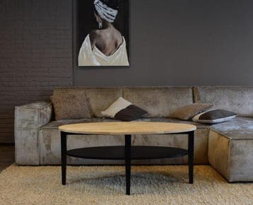 Salontafel Eleganza ovaal eiken 120x60 cm - zwart |, Ophalen of Verzenden, Nieuw