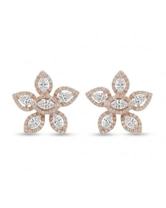 Statement oorbellen - 14 karaat Roségoud - 2.46ct. tw., Sieraden, Tassen en Uiterlijk, Antieke sieraden