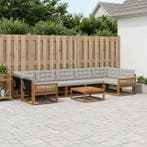 vidaXL Buiten bankenset met kussen 8 pcs Naturel en, Verzenden, Nieuw