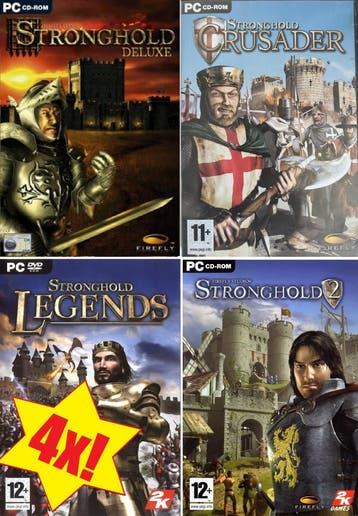 4x Stronghold PC Games Bundel: Deluxe, 2, Legends + Crusader, Verzenden, Nieuw