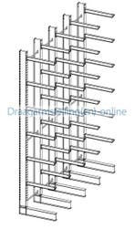 Enkelzijdige draagarmstelling van 600 mm diep en 2,8 m hoog, Ophalen of Verzenden