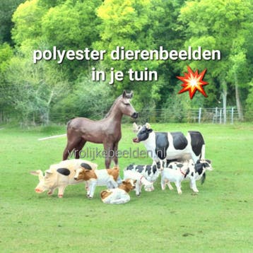 Geit, paard olifant, Ezel, Schaap, Lam en Kalf tuinbeeld koe, Ophalen, Nieuw, Kunststof, Dierenbeeld