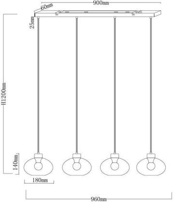 2dekans | Globo - hanglamp - Shaun - zwart - glas smoke glas, Ophalen of Verzenden, Zo goed als nieuw