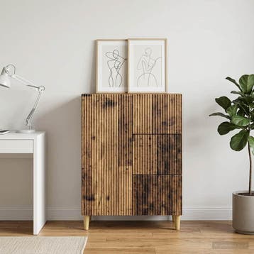 vidaXL Dressoir met lade Oud hout 66 x 34,5 x 90 cm Bewerkt, Huis en Inrichting, Kasten | Dressoirs, Verzenden, Nieuw, Overige houtsoorten