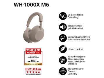 Sony -  Wh-1000xm6  Draadloze Hoofdtelefoon - Sandstone, Audio, Tv en Foto, Koptelefoons, Verzenden, Nieuw, Sony, Bluetooth