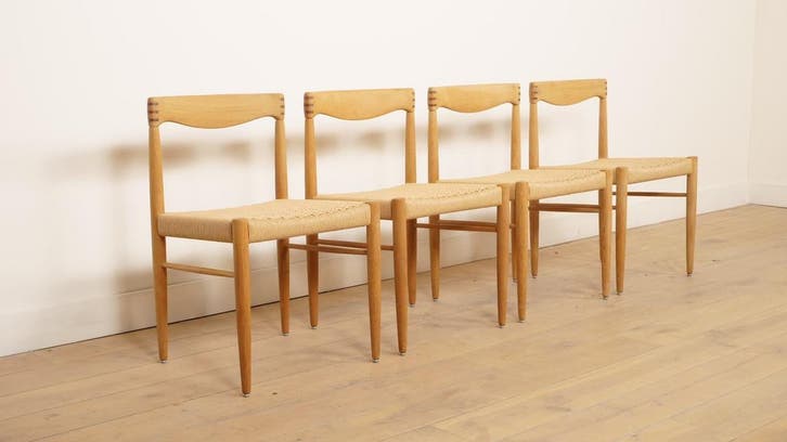 4 x eetkamerstoel | Bramin | H.W. Klein | Gezeept eiken |, Huis en Inrichting, Stoelen, Ophalen of Verzenden