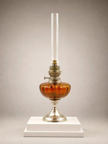 Petroleumlamp - Glas, Verzilverd