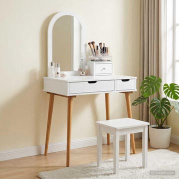 vidaXL Toilettafel Set FAUSKE 3 st Wit 76 x 50 x 143 cm, Verzenden, Nieuw