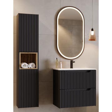 Badkamermeubel Solerno Compact Zwart 60CM (Badkamermeubels), Huis en Inrichting, Ophalen of Verzenden, Nieuw