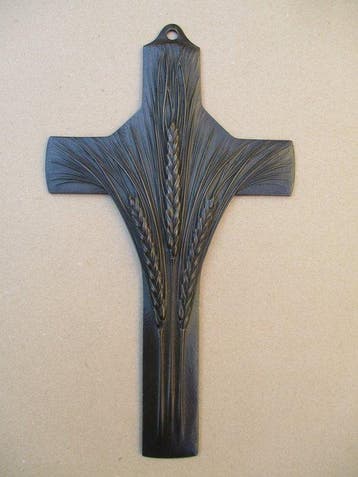 Art Deco Crucifix - Henry MIAULT. Kruis Bronze Art Déco,, Antiek en Kunst