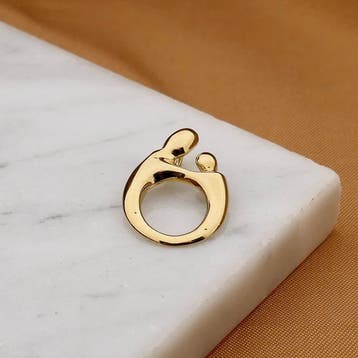 Gouden moeder-kind hanger (Hanger of bedel), Ophalen of Verzenden, Gebruikt, Goud, Overige merken