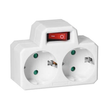 Duo stopcontact - Met schakelaar - 230V - Vierkant, Ophalen of Verzenden, Nieuw, Stopcontact