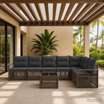 vidaXL Tuinbankenset 8 st Grijs poly rattan, Verzenden, Nieuw, 8 zitplaatsen