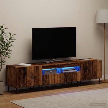vidaXL 3-delige LED TV-kast ZWOLLE Oud hout Bewerkt hout, Minder dan 50 cm, Verzenden, Nieuw, Minder dan 100 cm