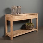 *WOONWINKEL* Tower Living Corona Sidetable Teakhout Met 2 La, Huis en Inrichting, Tafels | Sidetables, Verzenden, Nieuw