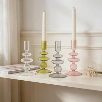 Nordic Glazen Kandelaar met Bubbel Design - Transparant Gekl, Verzenden, Nieuw