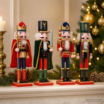 vidaXL Kerstnotenkraker TURKU 4 st Rood en Zwart 38 cm, Verzenden, Nieuw