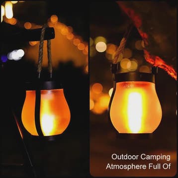 Solar Camping Lantaarn met Vlam Effect - USB Oplaadbaar, Wat, Huis en Inrichting, Lampen | Hanglampen, Verzenden, Nieuw