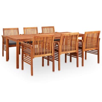 vidaXL 7-delige Tuinset met kussens massief acaciahout, Tuin en Terras, Verzenden, 6 zitplaatsen, Nieuw, Tuinset